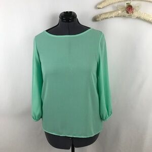 Coveted Clothing Sea Foam Green Sheer Blouse Top